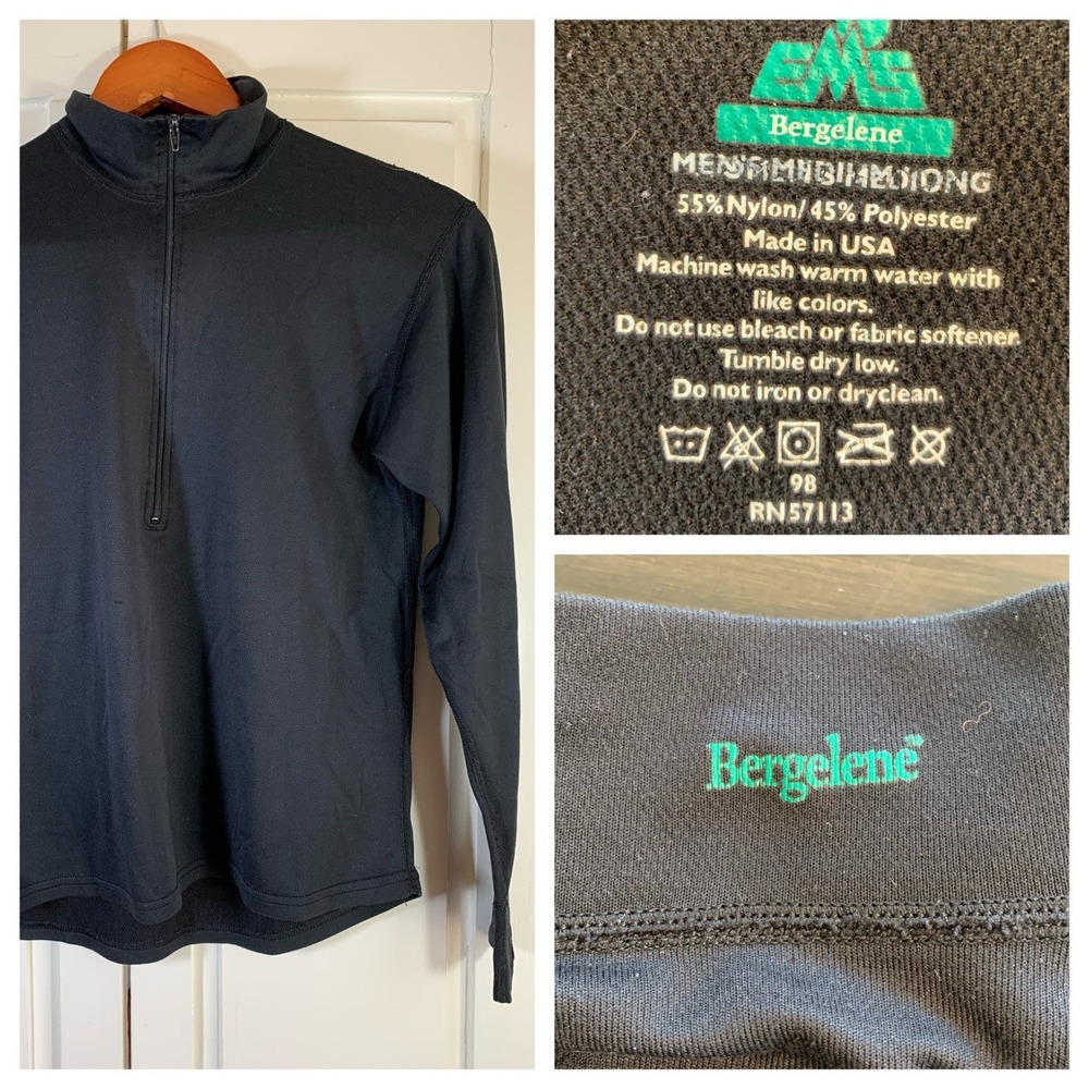 Eastern Mountain Sports EMS Bergelene Base Layer Shirt Medium Black LS Gorpcore